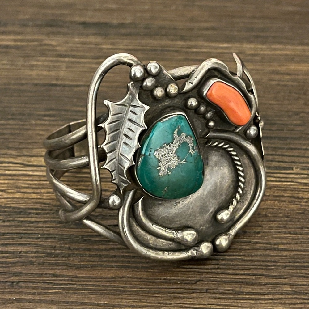 Funky Vintage Silver Turquoise Bracelet / Bangle